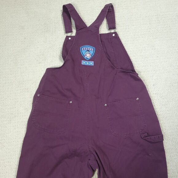 VINTAGE Disney Eeyore Bib Overall Denim Pants Size XL Purple Winnie the Pooh 90s - Picture 2 of 14